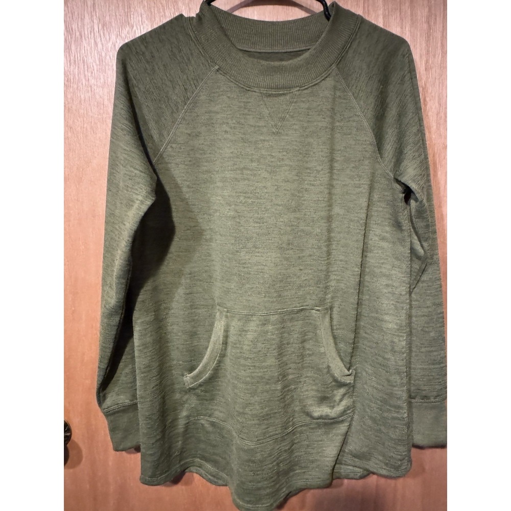 Title Nine Medium Olive Green Stretchy Crew Neck Sweat Shirt (BR)